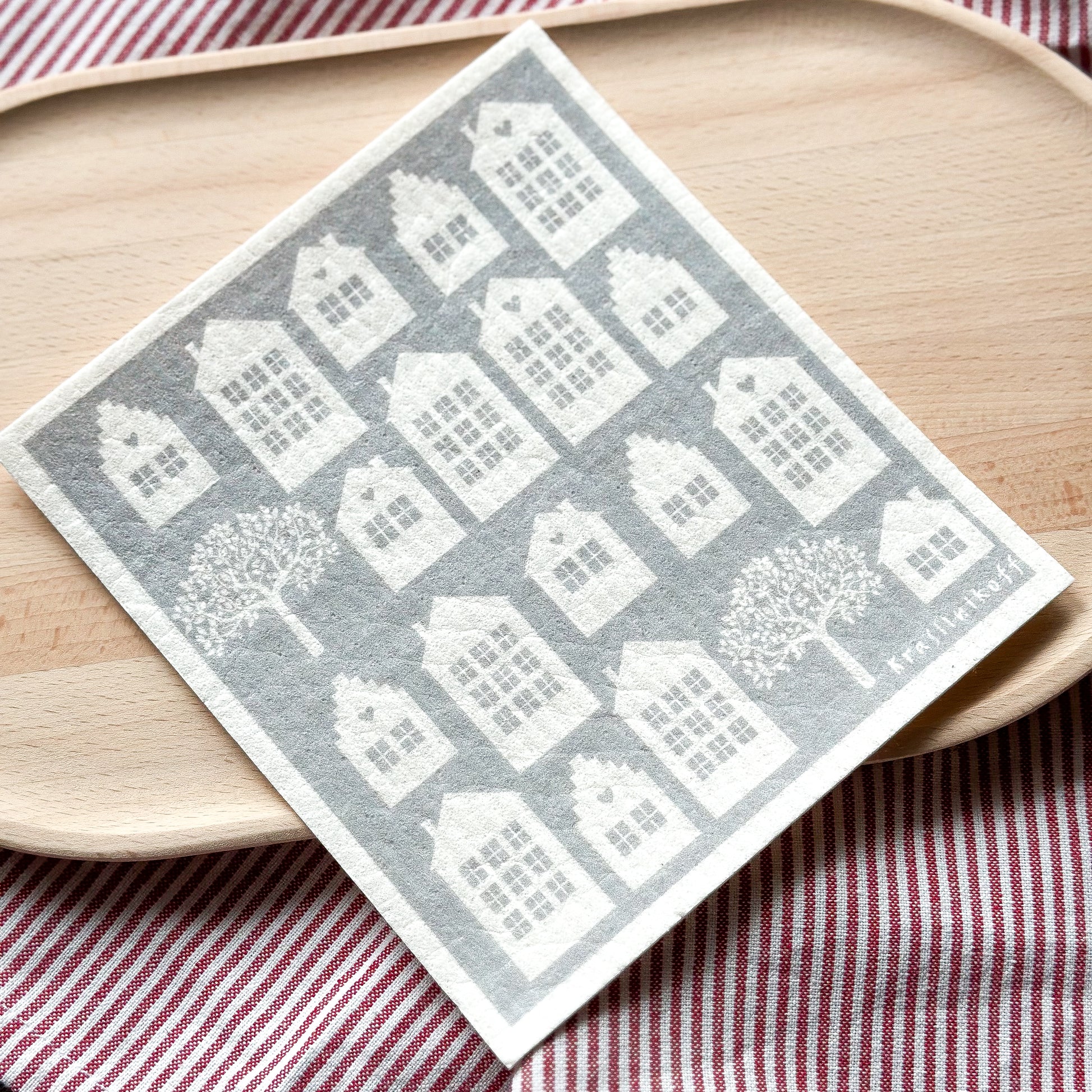 Spültuch "Town Houses" Grau - Wohnen auf dem Land