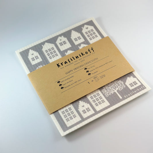 Spültuch "Town Houses" Grau - Wohnen auf dem Land