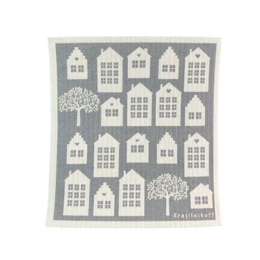 Spültuch "Town Houses" Grau - Wohnen auf dem Land