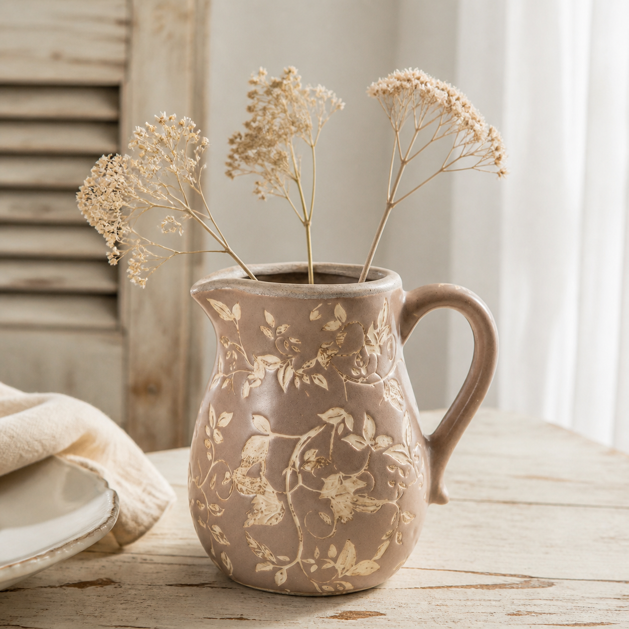 Clayre & Eef Krug Flower mit trockenen Zweigen