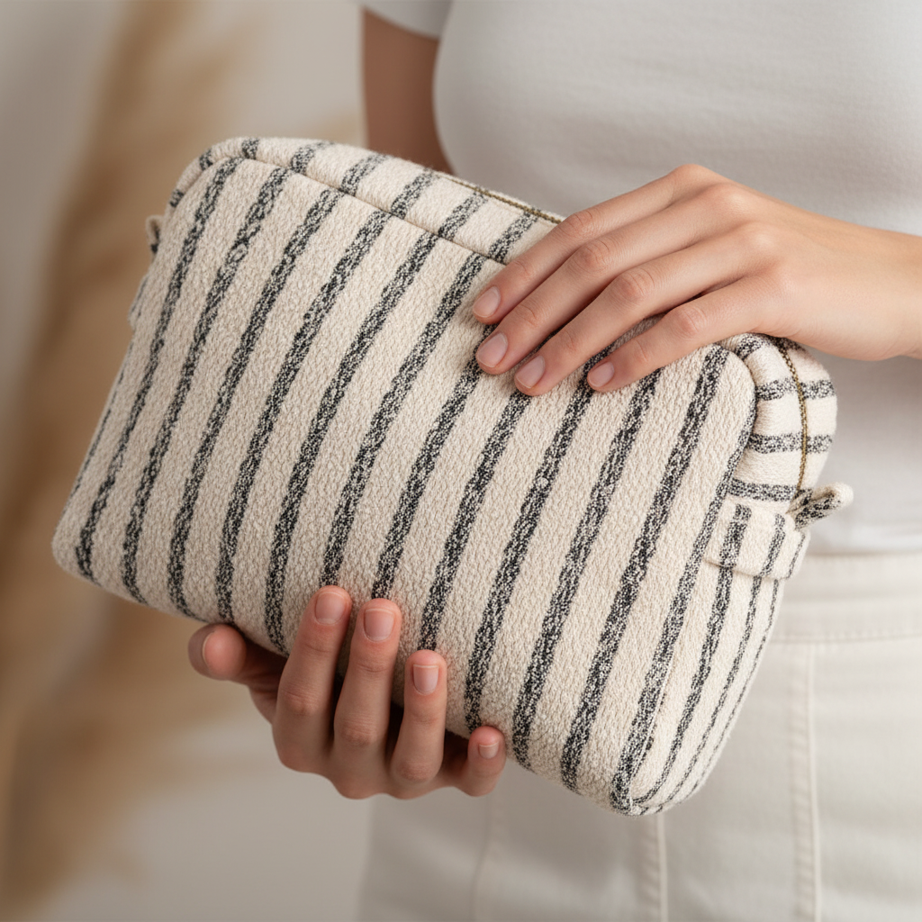 Zwei Kulturbeutel "Nador" Sand Mix von Wohnen auf dem Land, robuste Stofftaschen für unterwegs, mit Reißverschluss und stilvollem Design