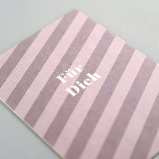 Postkarte "Cloe Mauve" Streifen Holzschliff - Wohnen auf dem Land