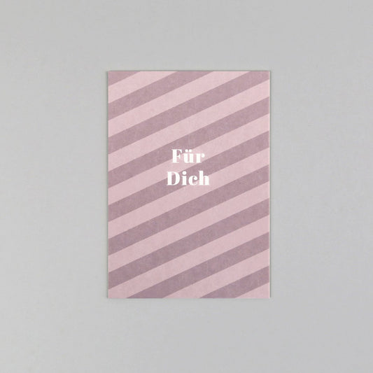 Postkarte "Cloe Mauve" Streifen Holzschliff - Wohnen auf dem Land