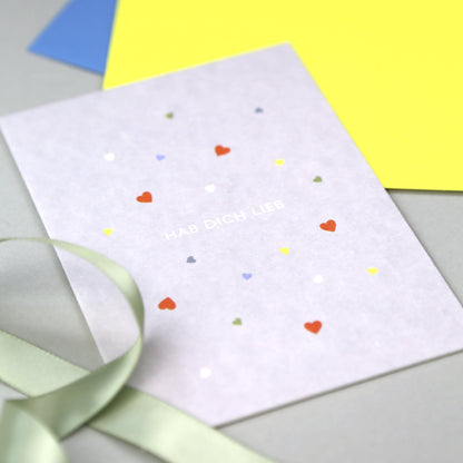 Postkarte "Leni Herz" Holzschliff - Wohnen auf dem Land