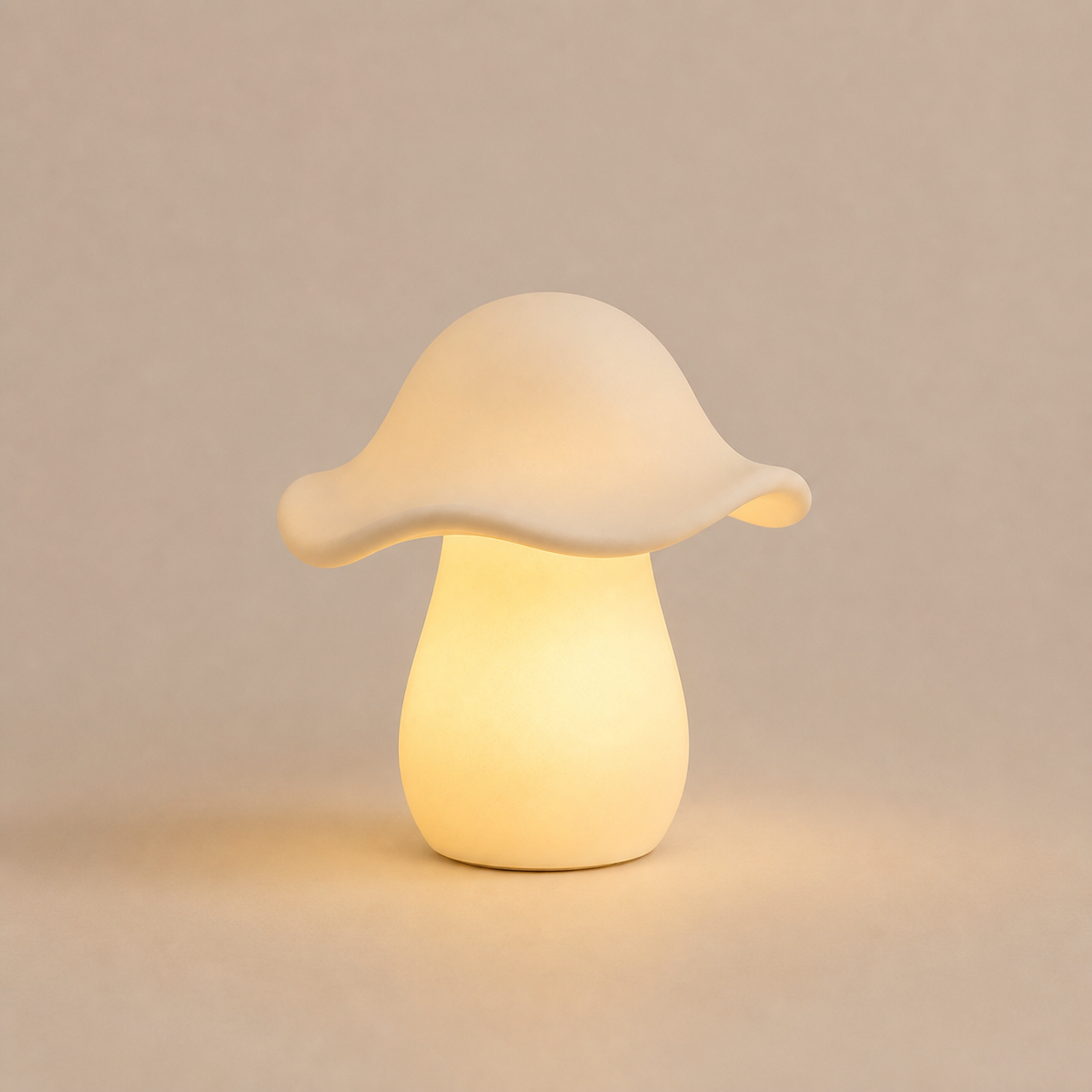 Cremeweißer LED-Steinpilz aus Porzellan