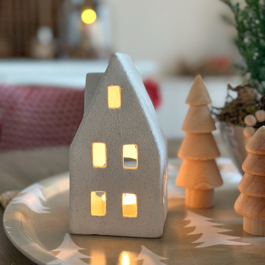 Windlicht Lichthaus "Liam & Linde" Keramik Weiß 2er Set - Wohnen auf dem Land