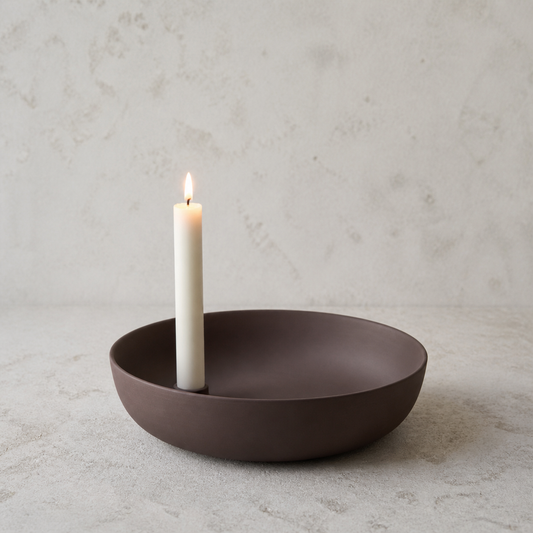 Schale Kerzenhalter "Lidatorp" Keramik Matt Braun XL 26cm – Freisteller