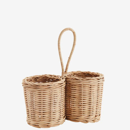 Flaschenhalter 2er „Duo Nature“ Rattan Natur 24cm - Wohnen auf dem Land