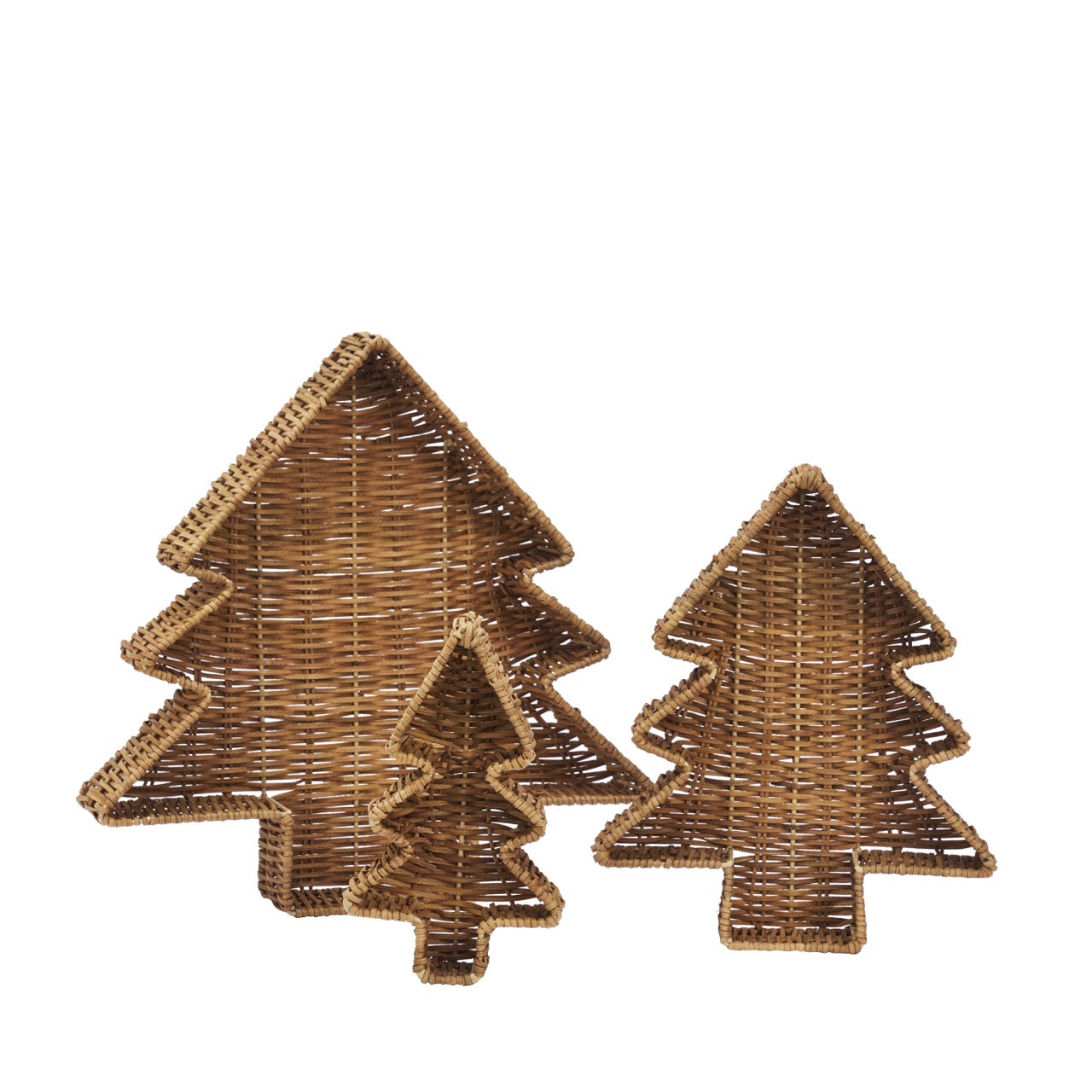 Schale Korb Tablett Set „Skovlys“ Tannenbaumform Rattan Natur 3er Set - Wohnen auf dem Land