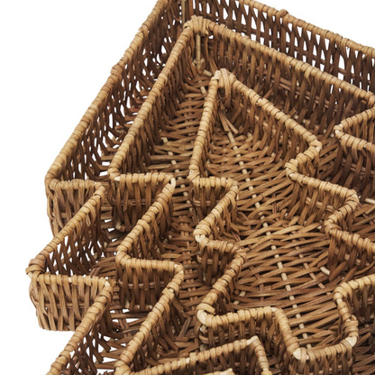 Schale Korb Tablett Set „Skovlys“ Tannenbaumform Rattan Natur 3er Set - Wohnen auf dem Land