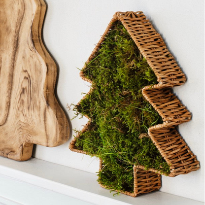 Schale Korb Tablett Set „Skovlys“ Tannenbaumform Rattan Natur 3er Set - Wohnen auf dem Land