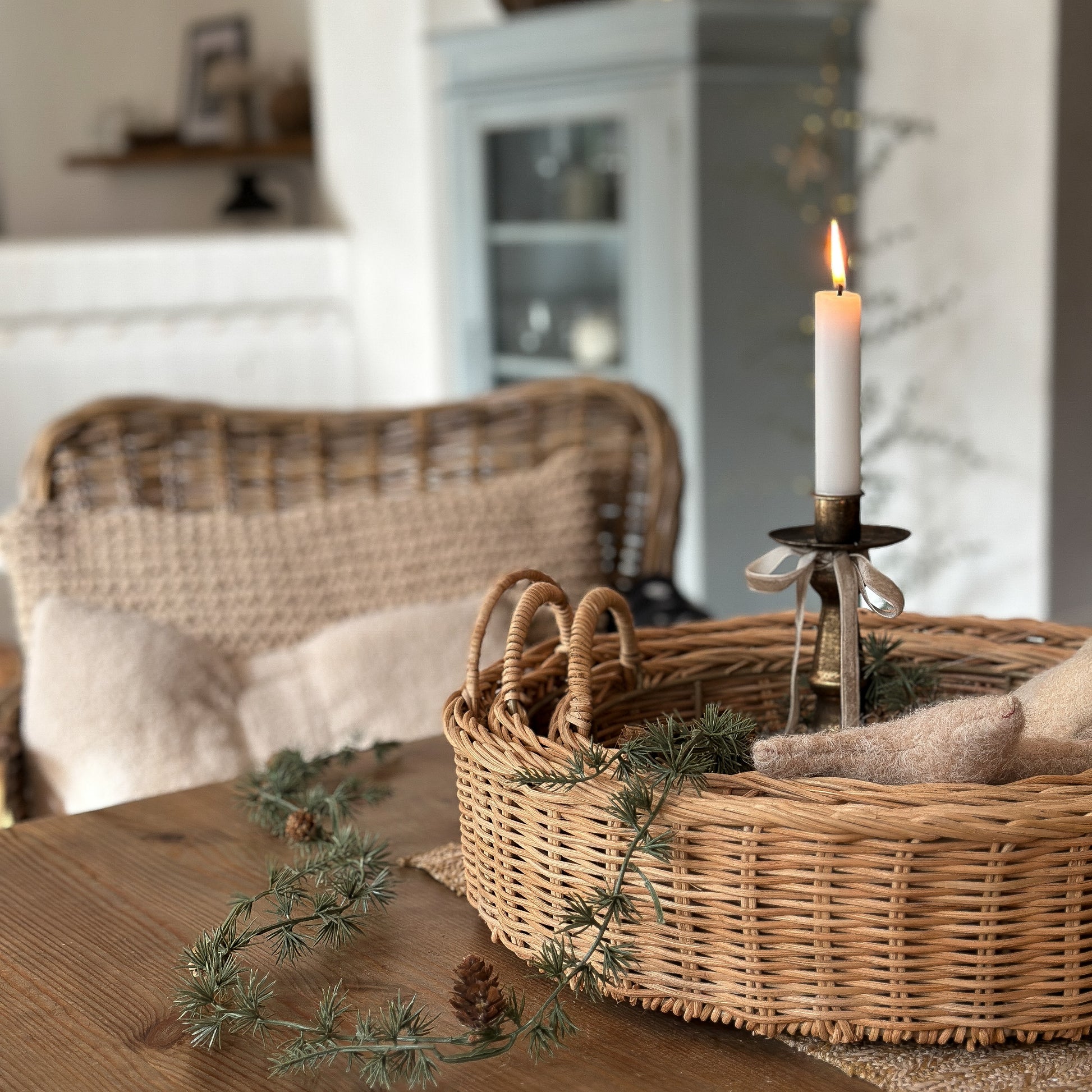 Tablett Deko „Maison Nature“ Rattan Natur 3 Größen - Wohnen auf dem Land