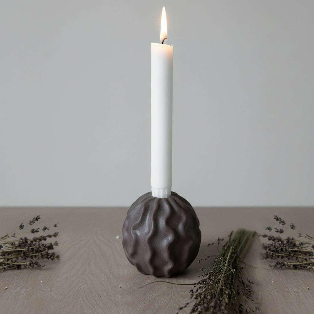 Kerzenhalter "Malmbäck" Keramik Matt Braun 9cm Produktansicht