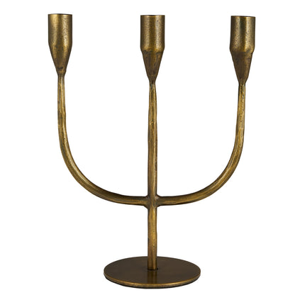 Kerzenhalter 3-armig "Melilla" Aluminium Antikgold 27cm Produktansicht