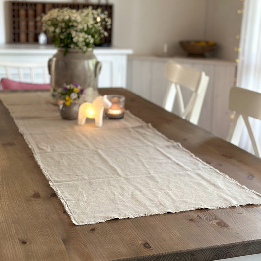 Tischläufer Leinen "Michelle" Natural Taupe - Wohnen auf dem Land