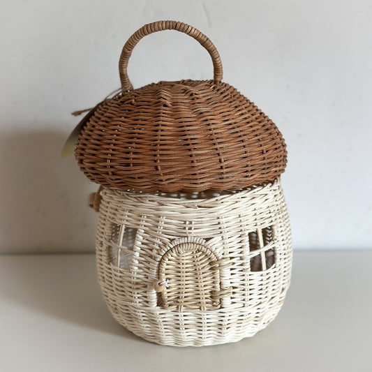 Korb Haus Pilz "Mushroom" Rattan *B-Ware* - Wohnen auf dem Land