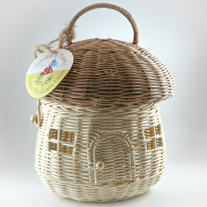 Rattan Korb Haus Pilz "Mushroom" von Rex London, dekorativer Aufbewahrungskorb in Pilzform aus Rattan.