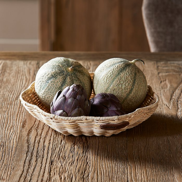 Schale Korb "Petalo" Blütenform Rattan Natur 27cm - Wohnen auf dem Land