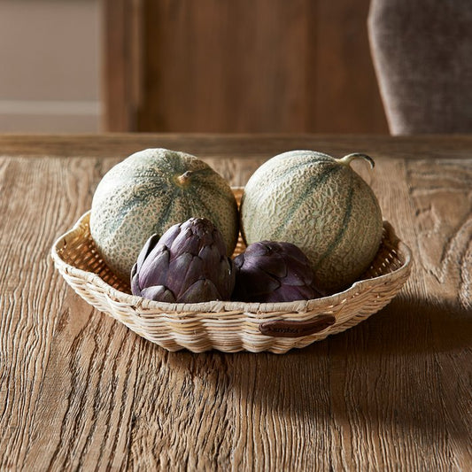 Schale Korb "Petalo" Blütenform Rattan Natur 27cm - Wohnen auf dem Land