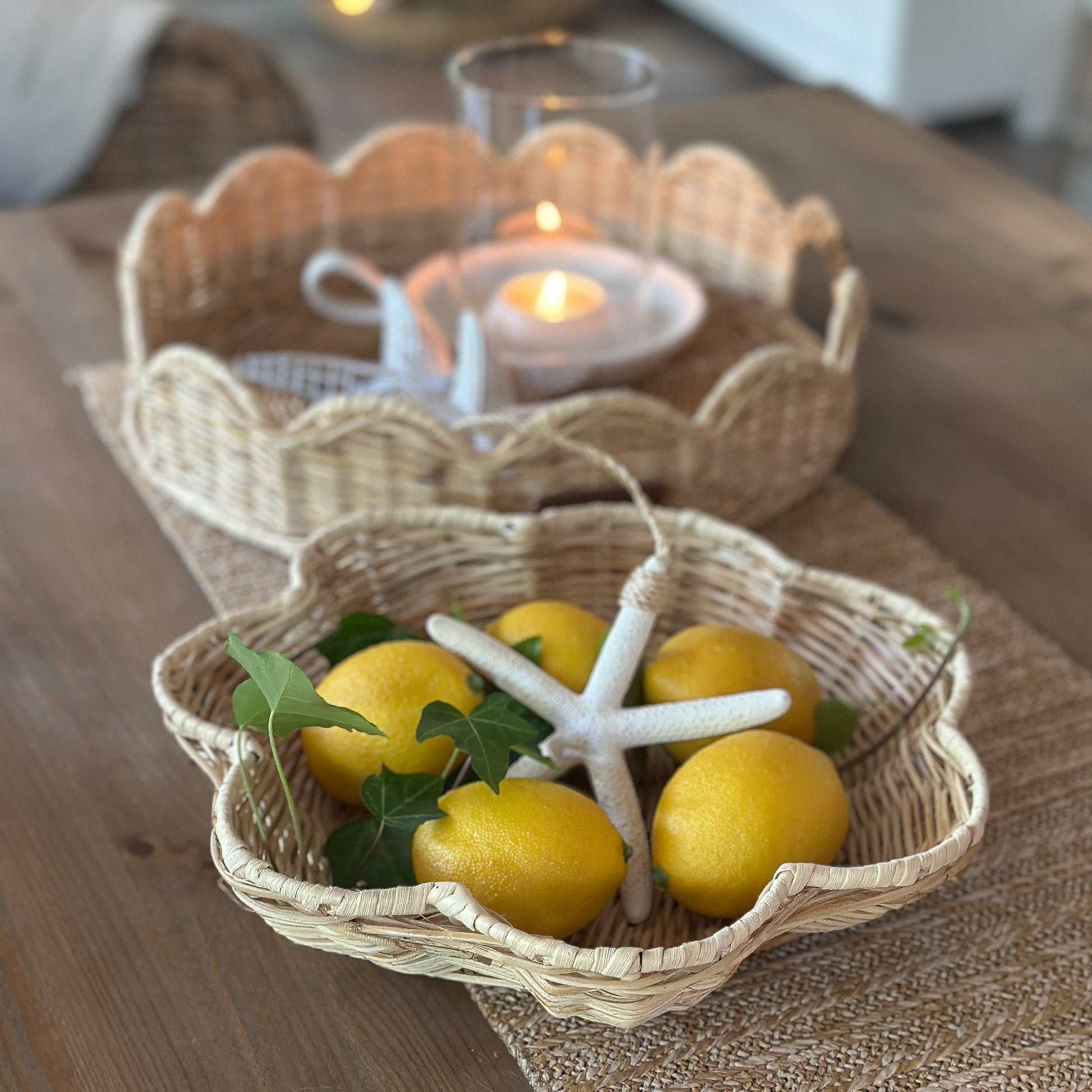 Schale Korb "Petalo" Blütenform Rattan Natur 27cm - Wohnen auf dem Land