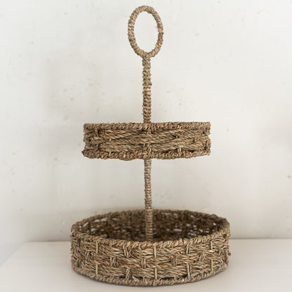 Rundes Tablett "Liva" aus Seegras Natur, 25cm, von Wohnen auf dem Land, ideal für Dekoration oder Servieren.