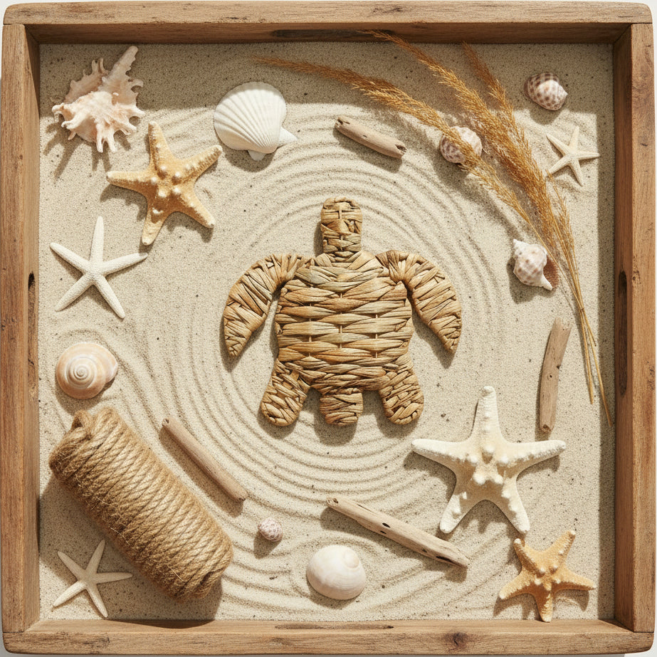 Rustikale Dekofigur Schildkröte "Rustic Weave" in Naturfarben, 25,5 cm, von Wohnen auf dem Land, detailreiche Gartendekoration