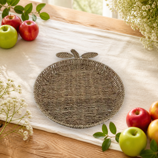 Sommerkorb Tablett "Apfel" Seegras Natur 42cm