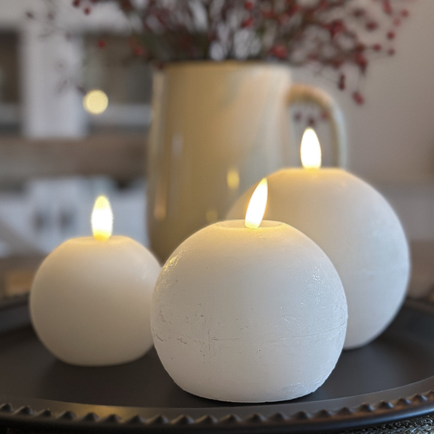 LED Kugelkerze "Luna" Echtwachs Rustic 2 Farben mittel - Wohnen auf dem Land