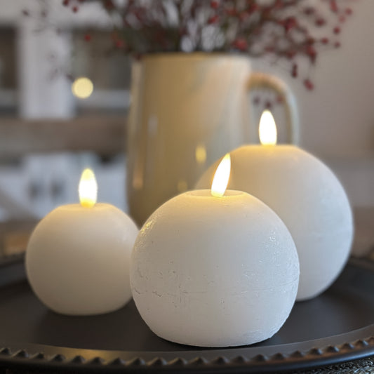 LED Kugelkerze "Luna" Echtwachs Rustic 2 Farben mittel - Wohnen auf dem Land