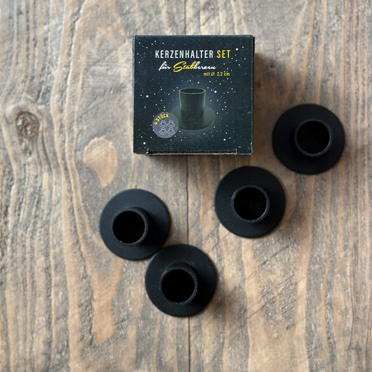 Kerzenhalter für Stabkerzen "Pure Black" Metall 4er Set - Wohnen auf dem Land