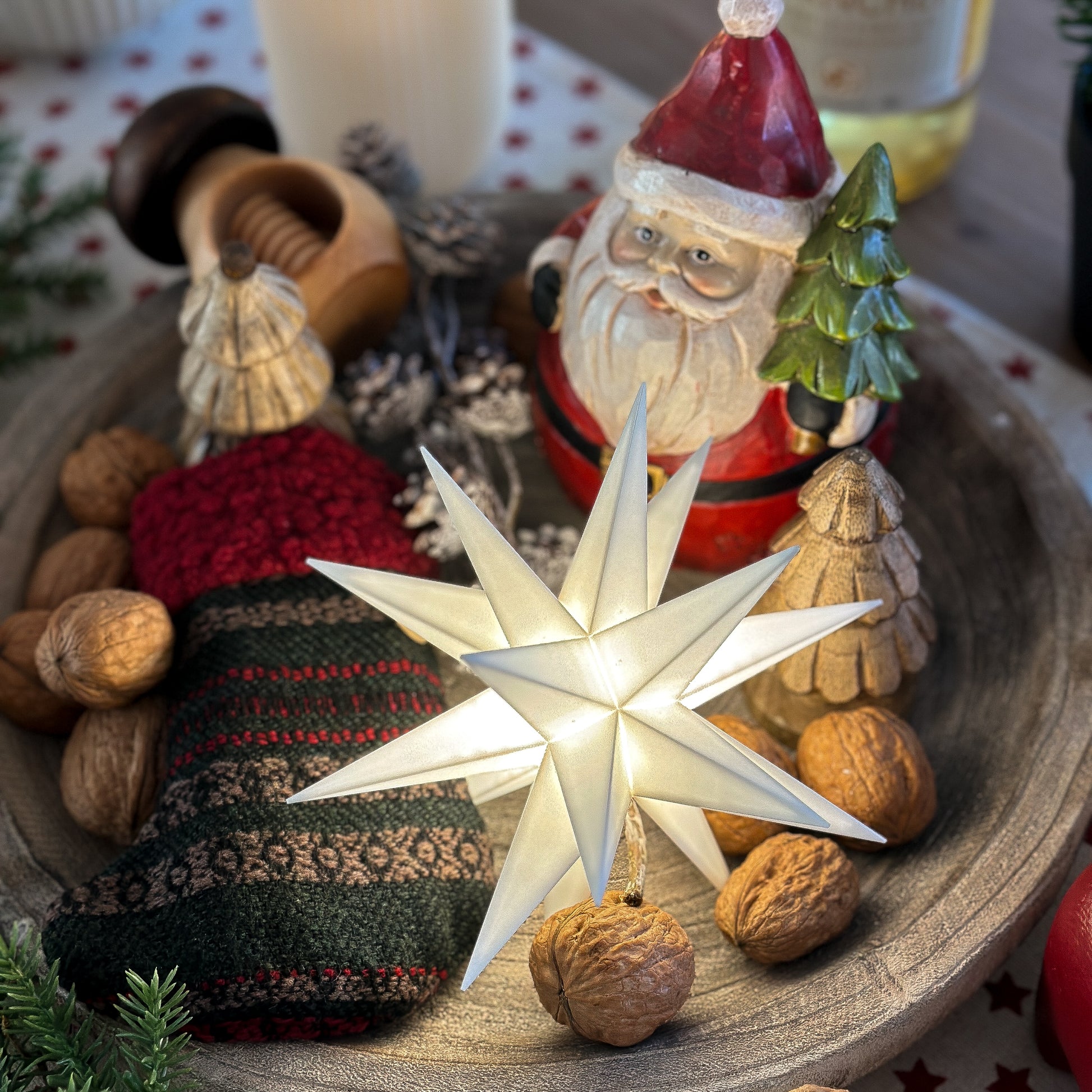 LED Einzelstern "Midi-Stern" 18 Zacken Indoor Outdoor Weiß 16cm - Wohnen auf dem Land