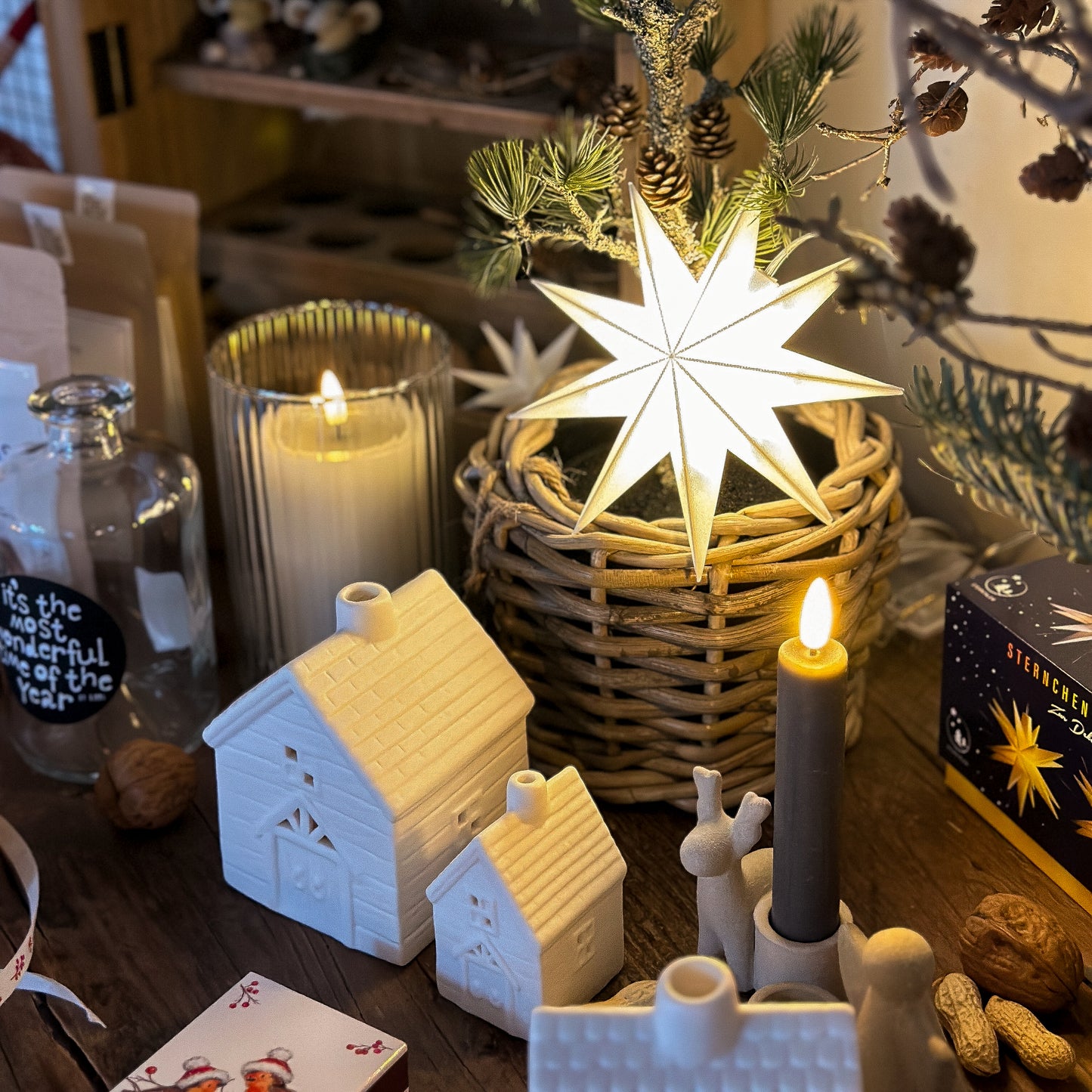 LED Einzelstern "Fenster-Stern" 9 Zacken Indoor/Outdoor Weiß 15cm - Wohnen auf dem Land
