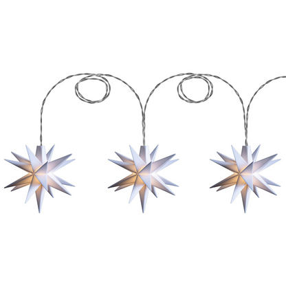 LED Sternenkette "3 Baby-Sterne" 18 Zacken Indoor Weiß 8cm - Wohnen auf dem Land