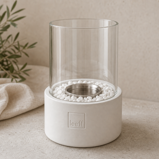 Tischfeuer Kamin Stone Fire weiß Freisteller