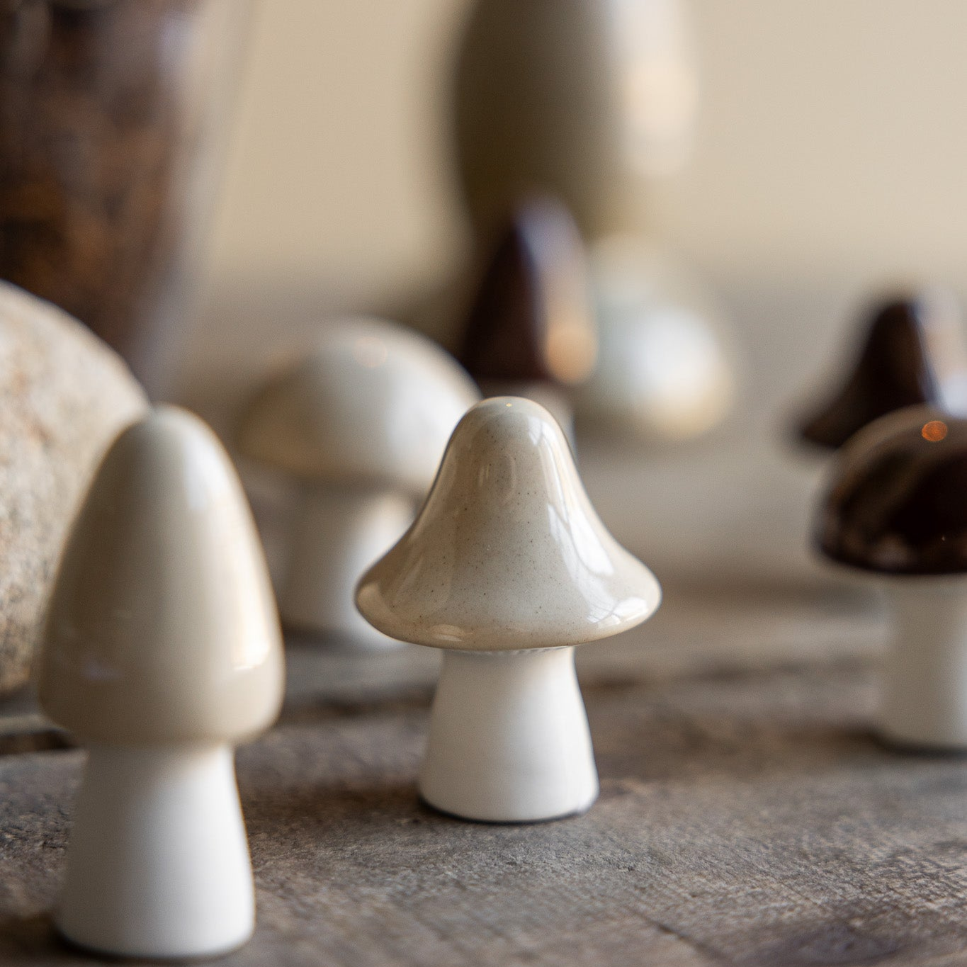 Deko Pilz "Bosten" Keramik glasiert Beige spitz - Wohnen auf dem Land