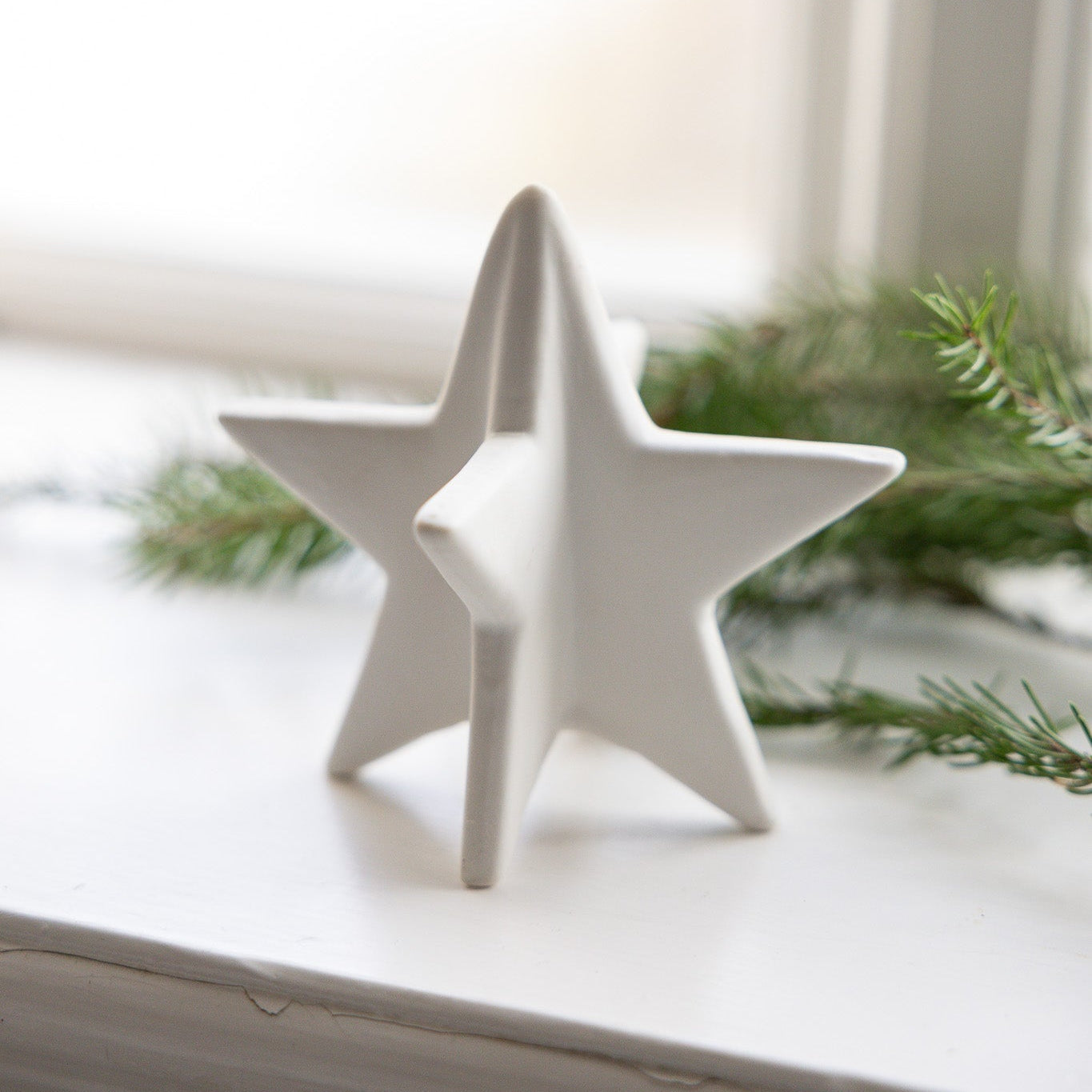 Deko Stern "Starlund" Keramik Matt Weiß - Wohnen auf dem Land