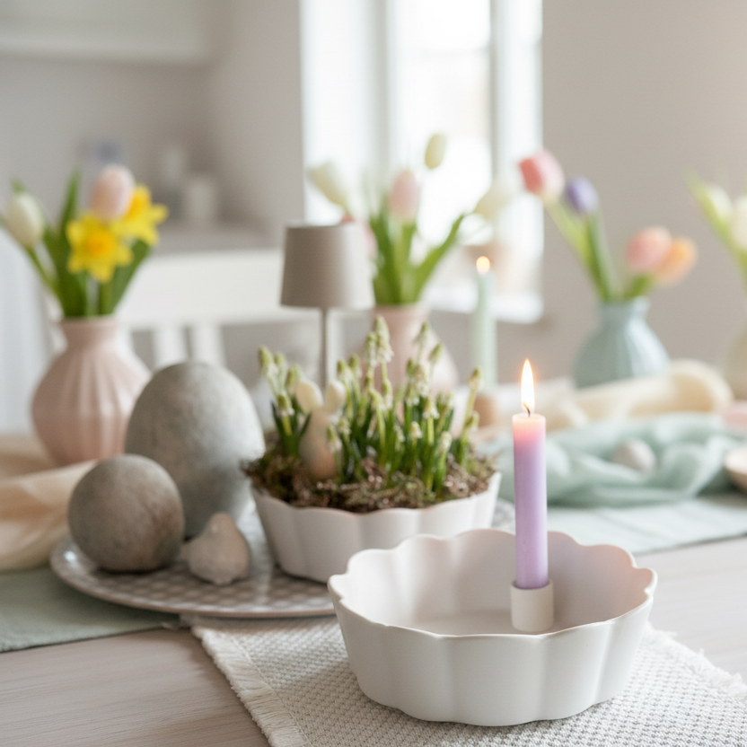 Schale Kerzenhalter Lidatorp Groß "Daisy" Keramik Matt Weiß 21cm - Wohnen auf dem Land