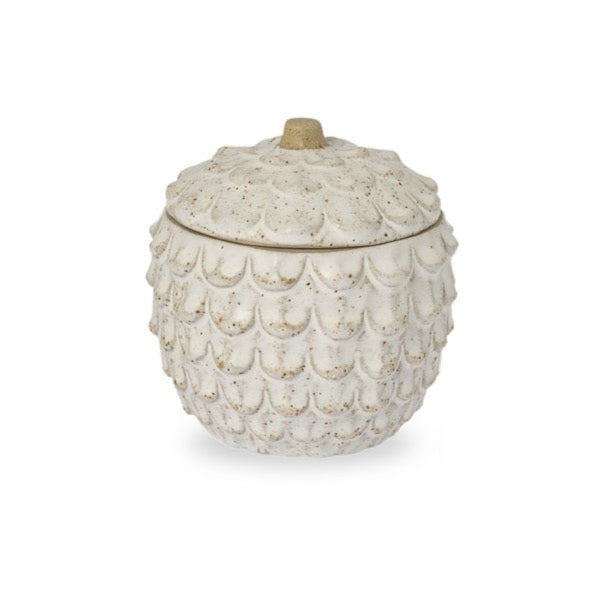 Schale Dose Zapfen mit Deckel "Bergsjö" Keramik Weiß 10cm - Wohnen auf dem Land