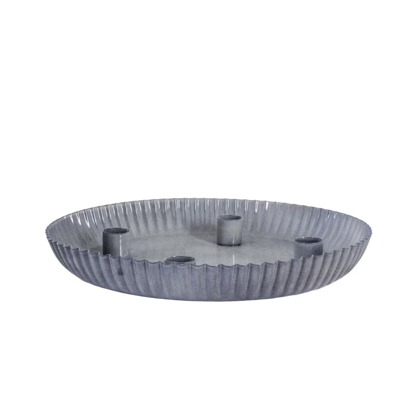 Kerzenhalter Schale "Malva" Metall Greige - Wohnen auf dem Land