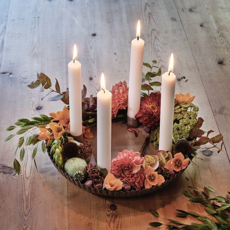 Kerzenhalter Schale "Malva" Metall Greige - Wohnen auf dem Land