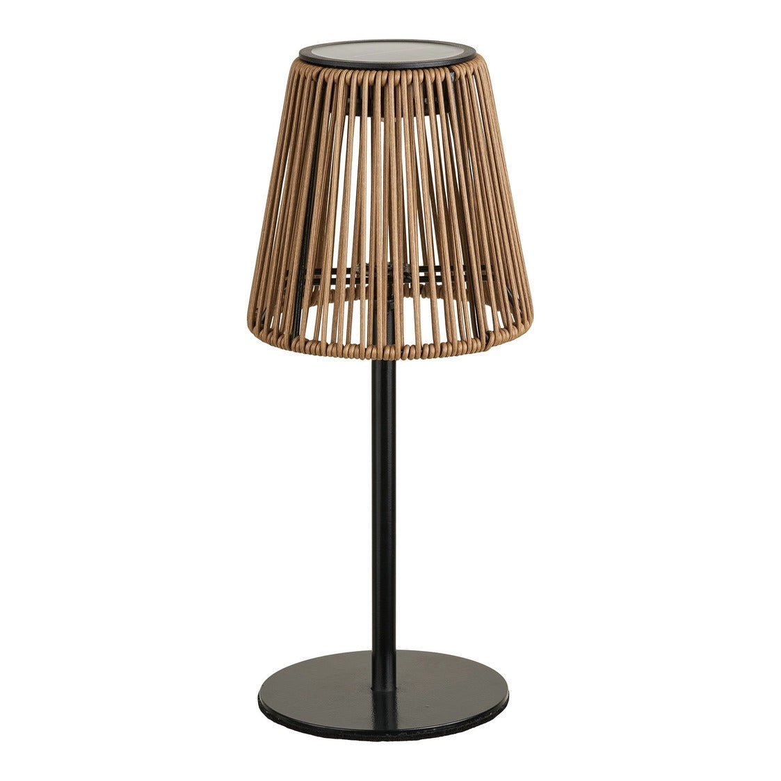Tischlampe Salford LED Solar Rattanlook Schwarz Braun