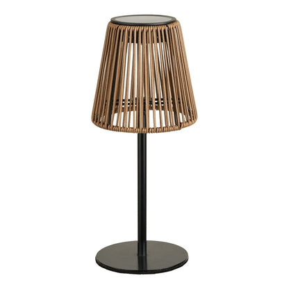 Tischlampe Salford LED Solar Rattanlook Schwarz Braun