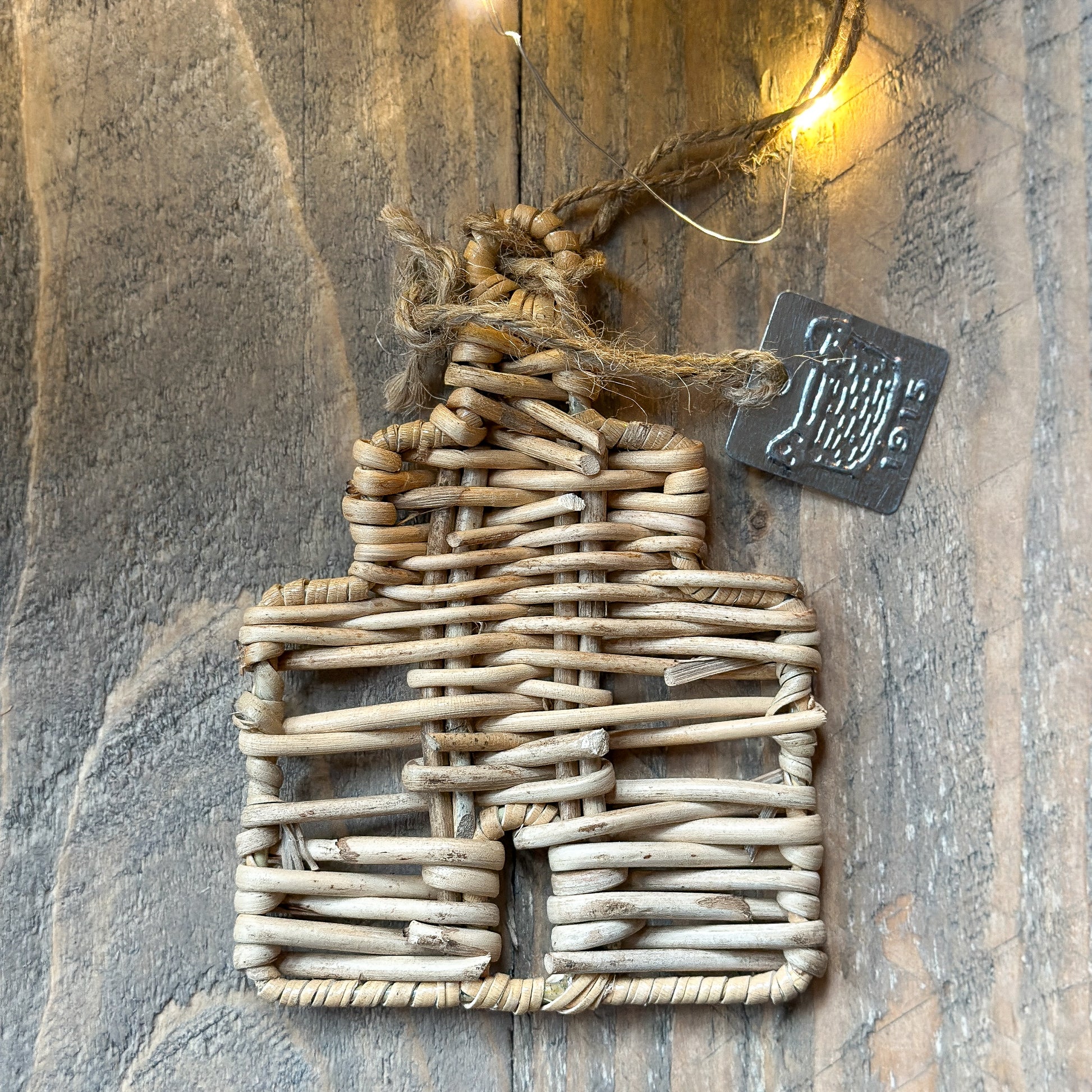 Aufhänger Haus "Grachtenhaus" Rattan Natur 12cm - Wohnen auf dem Land