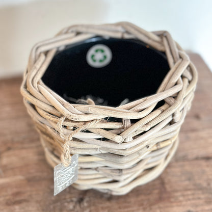 Korb Blumenpot Pflanzkübel "DryPot" Rattan 17cm - Wohnen auf dem Land