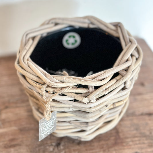 Korb Blumenpot Pflanzkübel "DryPot" Rattan 17cm - Wohnen auf dem Land