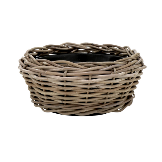 Korb Pflanzschale "DryPot" Flach Rattan 32x14cm - Wohnen auf dem Land