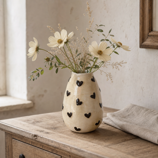Vase Herzen „Florentine“ im französisch-skandinavischen Landhaus-Ambiente
