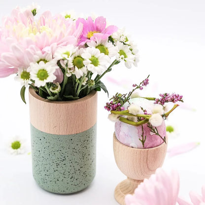 Kleine Holz-Blumenvase hellgrün - Wohnen auf dem Land