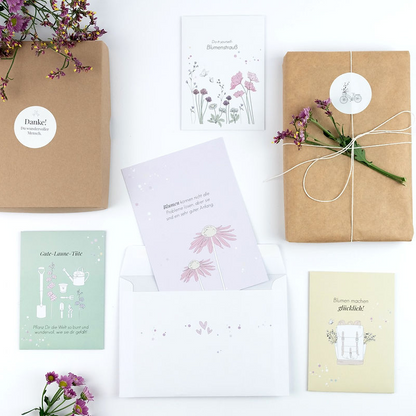 Postkarte "Blumen sind ein guter Anfang" - Wohnen auf dem Land