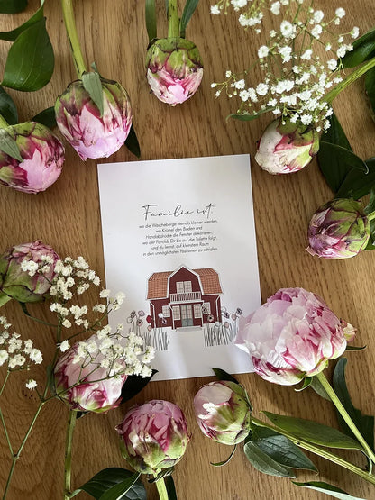 Postkarte "Familie ist …" - Wohnen auf dem Land